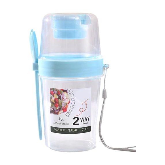 Surpdew 27 oz Portable Breakfast Cups with Fork – Reusable Cereal and Yogurt Containers with Topping Compartment Leakproof Salad Shakers Ideal for Granola, Oatmeal, Overnight Oats & Snacks