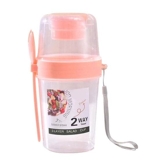 Surpdew 27 oz Portable Breakfast Cups with Fork – Reusable Cereal and Yogurt Containers with Topping Compartment Leakproof Salad Shakers Ideal for Granola, Oatmeal, Overnight Oats & Snacks
