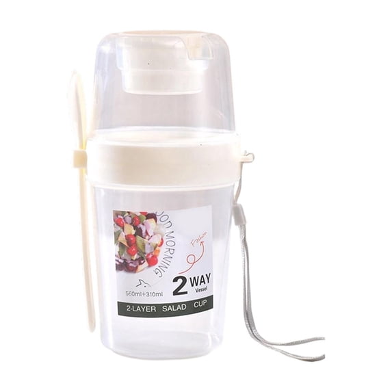 Surpdew 27 oz Portable Breakfast Cups with Fork – Reusable Cereal and Yogurt Containers with Topping Compartment Leakproof Salad Shakers Ideal for Granola, Oatmeal, Overnight Oats & Snacks