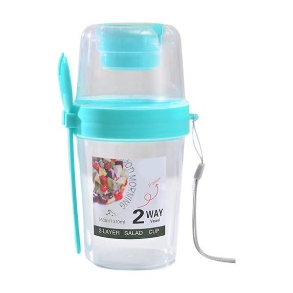 Surpdew 27 oz Portable Breakfast Cups with Fork – Reusable Cereal and Yogurt Containers with Topping Compartment Leakproof Salad Shakers Ideal for Granola, Oatmeal, Overnight Oats & Snacks
