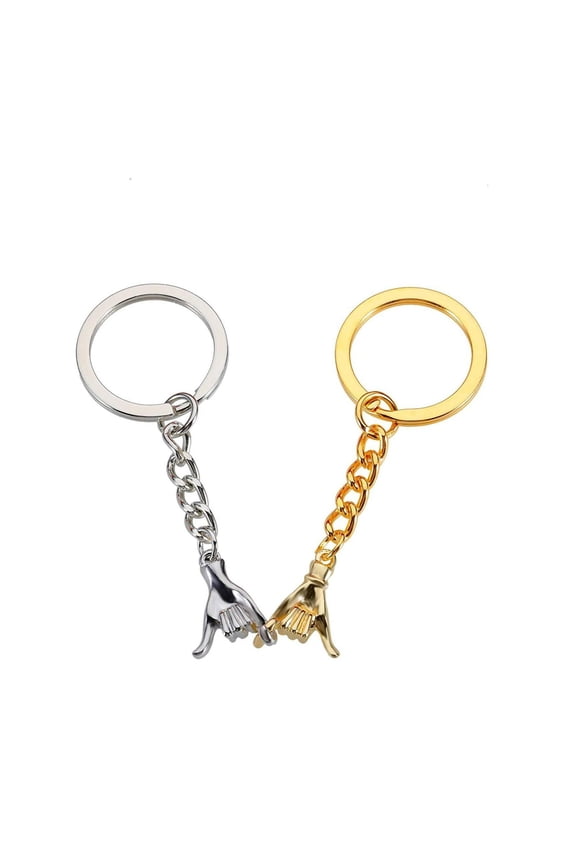 2Pcs Finger Heart Keychains, Matching Couples Keychain For Men Women Friendship Doodle Small Metal Funny Key Chains Bag Wallet Multicolored