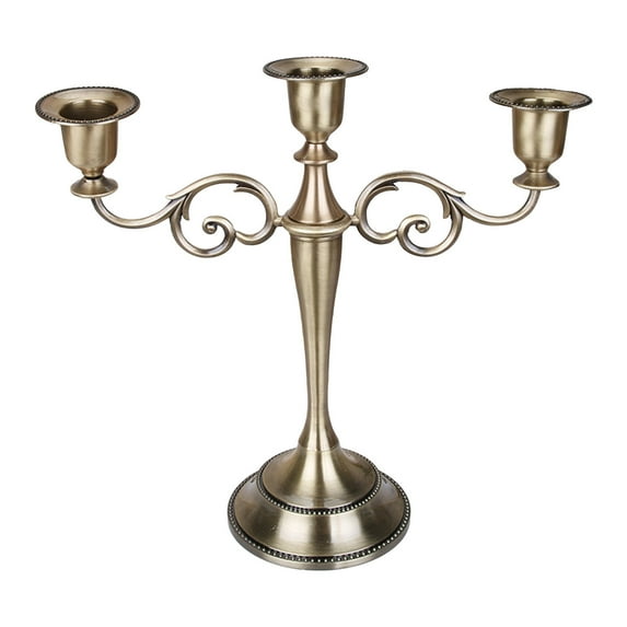 Surpdew 3 Arm Metal Candelabra Bronze 10 Inch Taper Candle Holders Gothic Decorations Candlesticks Holder Home Decor Wedding Parties Centerpiece For Dining Table Bronze 3 Arm