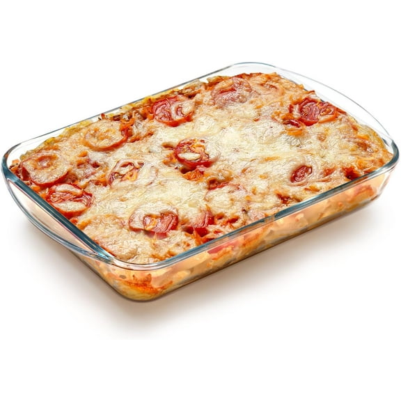 Surpdew 3 Quart Glass Baking Dishes For Oven, 9X13 Inch Borosilicate Glass Baking Dish, Lasagna Baking Dish Square Baking Pan Lasagna Pan,Small Glass Casserole Dish,Microwave & Oven Safe 3Qt 9*13Inch