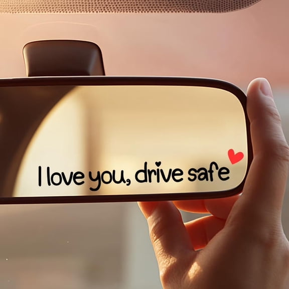 Surpdew 4Pcs Car Stickers, I Love You Drive Safe Mirror Sticker, Cute Car Accessories For Womens, Car Decals For Women, Auto Stickers And Decals, Rear View Mirror Sticker, Vinyl Tumbler Sticker Decal