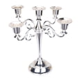 thumbnail image 1 of Surpdew 5 Arm Metal Candelabra Silver Glossy 10 Inch Taper Candle Holders Gothic Decorations Candlesticks Holder Home Decor Wedding Parties Centerpiece For Dining Table Silver 5 Arm, 1 of 7