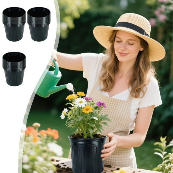 Surpdew 6.5 Inch Plant Nursery Pots, Plastic Plant Pots With Drainage Holes And Trays – 10 Pack Small Nursery Pots For Indoor & Outdoor House Plants And Flowers, Seedling Starter Planters
