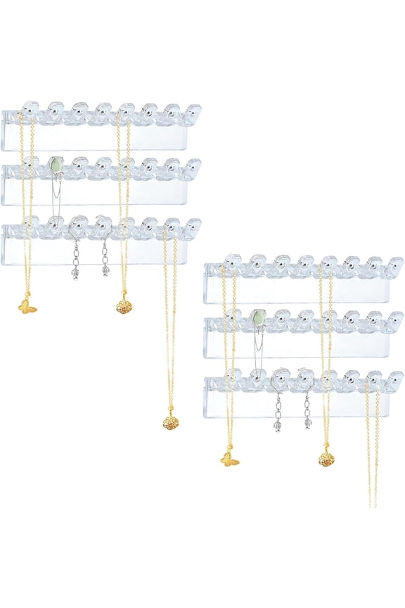 6Pcs Self-Adhesive Necklace Organizer, Necklace Holder, Wall Mounted Necklaces Organizers Hanging Jewelry Organizer With 8 Hooks For Necklaces, Bracelets, Rings, Earrings And Jewelry Display