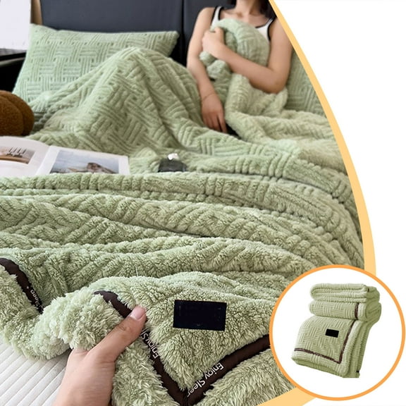 Surpdew Blankets And Throws Extra Thick Flannel Blanket With Double Layer Ideal Office Nap Cover Warm Comforts Blanket For Bed Or Couch Green