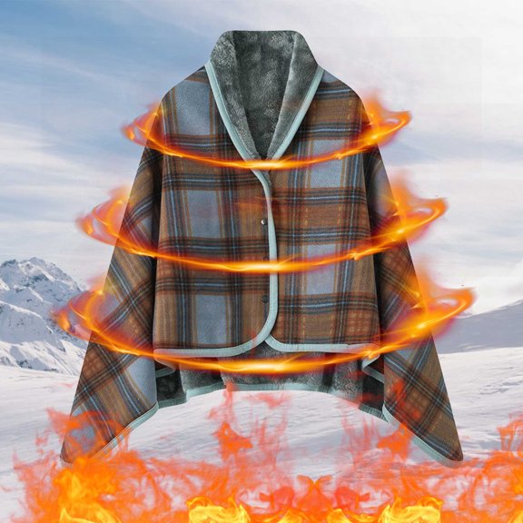 Surpdew Blankets And Throws Wrap Shawl Blanket Wearable Blanket Plaid Warm Cover Bed Travel Camping Birthday Gift To Family Gray