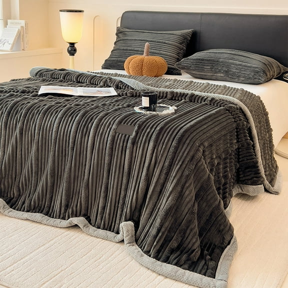 Surpdew Blankets And Throws Rabbits Furs Blanket Thickened Office Nap Blanket Air Conditioning Sofa Corals Lunch Break Shawl Small Blanket Dark Gray Dg