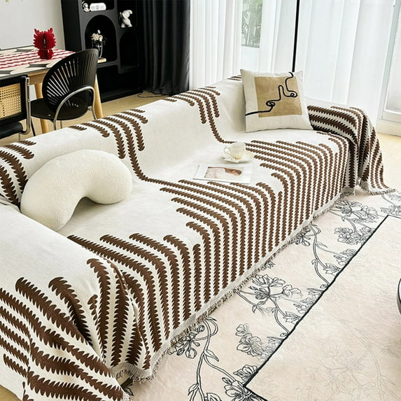 Surpdew Boho Sofa Covers Couch Covers For 3 Cushion Couch Sofa Pet Friendly Soft Thick Non Slip Couch Cover For Dogs Washable Sectional Couch Covers L Shape Furniture Protector Brown 35*71Inch