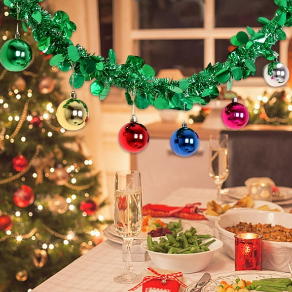 Surpdew Christmas Decorations Indoor Garland Christmas Decoration Rattan Flower Ribbon Mood Scene Arrangement Hanging Party Colorful Strip Top Creat Pendant Green 5.6Ft