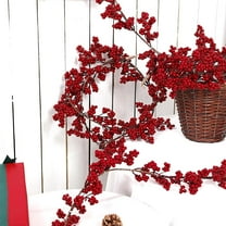 Surpdew Christmas Red Berry Garland, Artificial Winter Red And Burgundy Berry Christmas Garland Decor For Winter Christmas Indoor Outdoor Home Fireplace Table Decorations Red Berry 6Ft