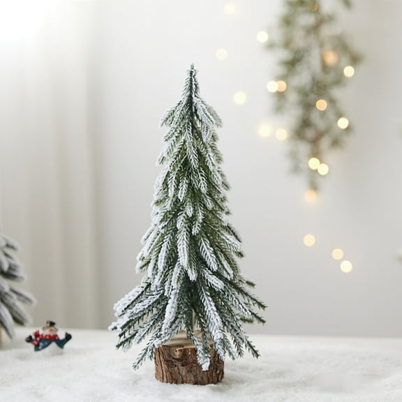 Surpdew Christmas Tree Decorations Mini Small Christmas Falling Snow Tree Home Desktop Milieu Scene Arrangement Decoration Props Multicolor L