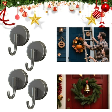 4 Pack Suction Cup Hooks for Wreaths on Glass, 2025 New No Drill Suction Cup Hooks for Shower, Wreath Hanger for Front Door, Metal Towel Hooks for Window Bathroom Mirrors