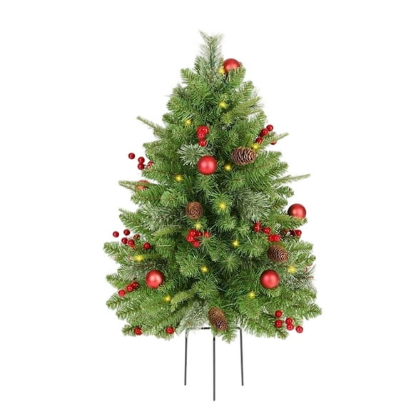 Surpdew Christmas Decorations Outdoor, Christmas Tree Urn Filler, Artificial Xmas Pine Trees With Tripod Stake, Outdoor Christmas Trees For Porch, Driveway, Yard F 30Inch