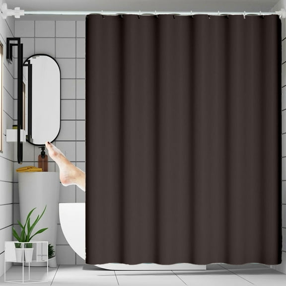 Surpdew Shower Curtain: Linen Textured Water Repellent Washable Light-Weight Polyester Shower Curtains For Bathroom - Solid Simple Elegant Decorative Bath Curtain Liner Coffee 72X72