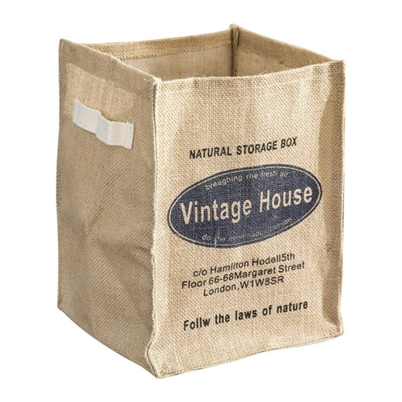 Foldable Jute Fabric Storage Bag Open-Top Organizer For Convenient Storage