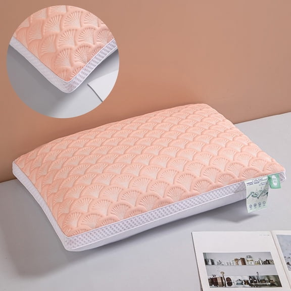 Surpdew Decorative Pillows For Bed Ginkgo Biloba Pattern Pillow Thickened Model Neck Pillow Comfortable And Soft To Help Sleep And Double 48X74Cm Household Men And Women Breathable Pillow Orange