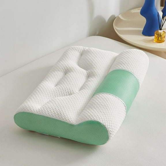 Surpdew Decorative Pillows For Bed Cervical Foam Pillow Ergonomic Pillow Sleep Enhancing Cervical Support Pillow Enhancing Green A