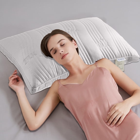 Surpdew Decorative Pillows For Bed Silk Pillow Low Pillow Pillow Soft Sleep Aid Cervical Vertebrae Special Pillow Adult Home Hotel Gray