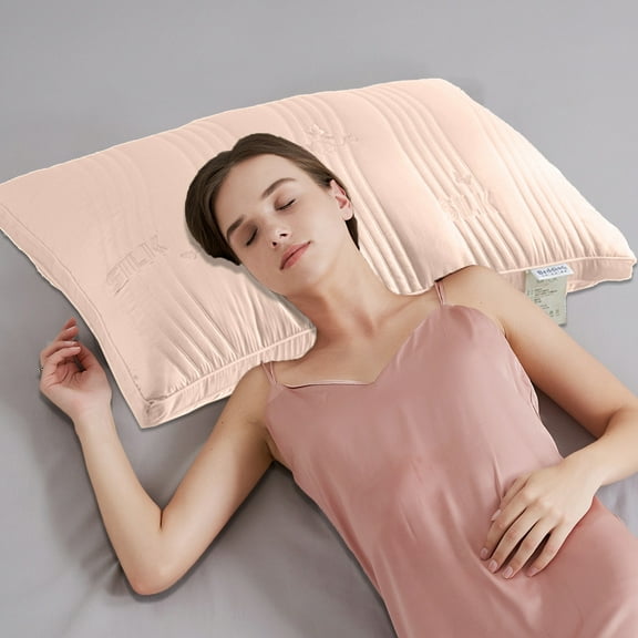 Surpdew Decorative Pillows For Bed Silk Pillow Low Pillow Pillow Soft Sleep Aid Cervical Vertebrae Special Pillow Adult Home Hotel Pink