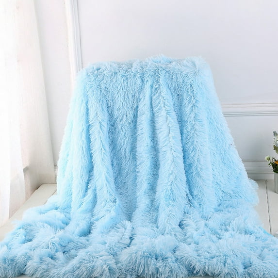 Surpdew Decorative Soft Long Pile Fluffy Faux Throw Blanket 50" X 60", Solid Luxury Fuzzy Plush Blanket For Couch Sofa Bed, Accent Shaggy Lightweight Blankets For Pet,Thick,Warm