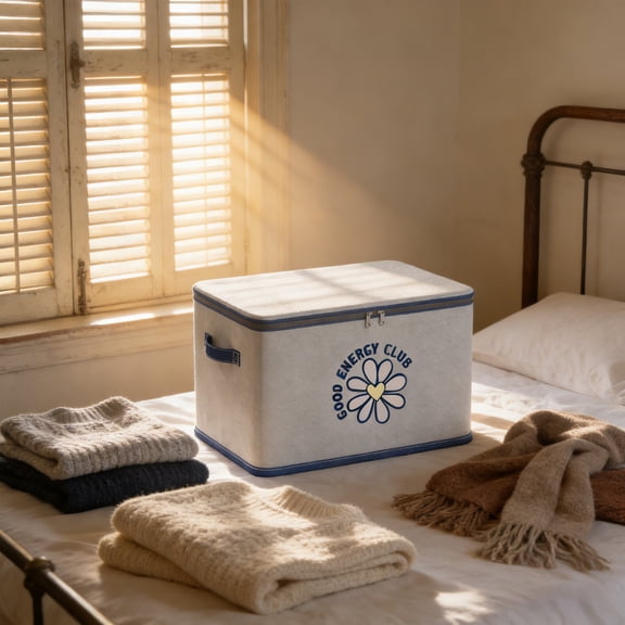 Surpdew Fabric Closet Storage Bins With Zipper Lids, Large Size Foldable Cotton Linen Storage Cubes Boxes With Pu Leather Handles Holders For Bedroom, Shelf, Nursery Gray M