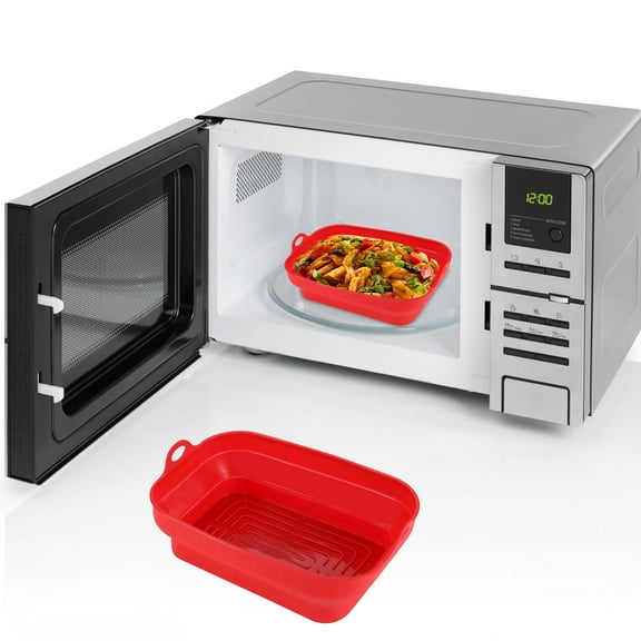 Surpdew Food-Grade Silica Gel Baking Tool Folding Baking Tray High Temperature Oven Odorless Rectangular Cake Mould Red