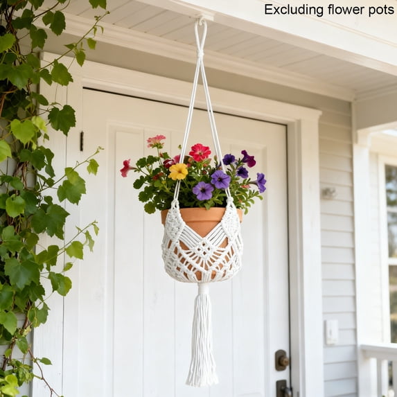 Surpdew Hanging Planter Hanging Flower Pot Holders, Macrame Plant Holder Rope ,Indoor Macrame For Up To 8 Inch Pot Crochet, Hanging Plants Holder Basket, Boho Plant Hanger Holder For Indoor Outdoor