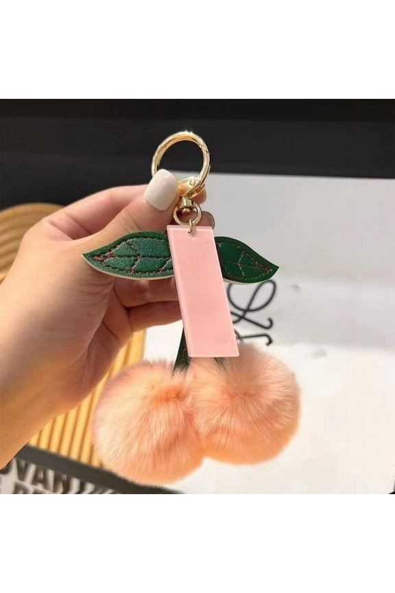 Home Decor Accents Cherrys Fruit Keychain Plushs Balls Metal Buckle Backpack Decoration Pendant Pink