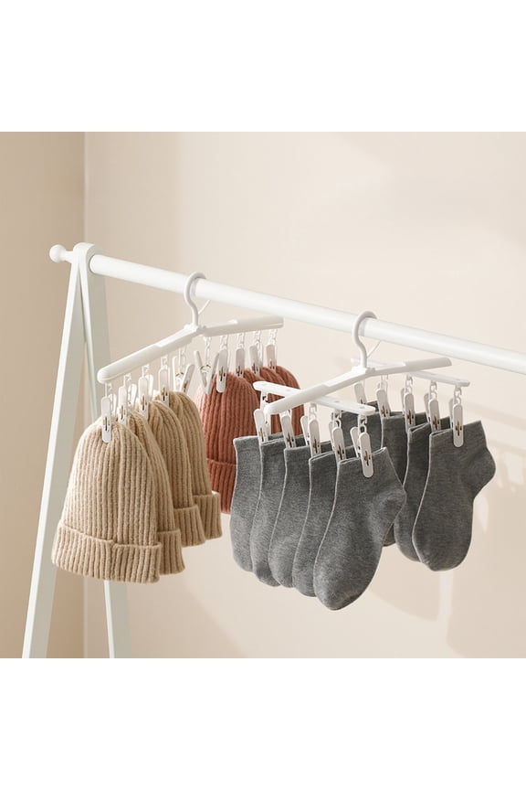 Home Storage Essentials Sock Clip Drying Rack With Multiple Clips That Can Rotate For Home Balcony Windproof Drying Of Underwear And Socks White
