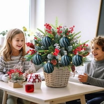 Surpdew Honeycomb Glitter Christmas Ball Ornaments 2.4" Miniature Christmas Balls Hanging Multicolor Xmas Tree Decorations Shatterproof Plastic Hanging Baubles For Holiday Xmas Party Tree Decor