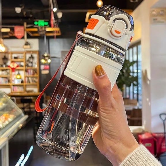 Surpdew Kitchen & Dining Utensils Summer Outdoor Large Capacity Sports Kettle With Straw High Temperature Proof Drinking With Straw Form One Click Lid Opening White