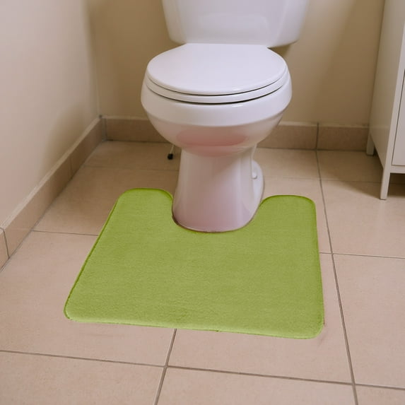 Surpdew Memory Foam Toilet Rugs U-Shaped Toilet Mat For Bathroom, Ultra Soft And Absorbent Bathroom Rugs, Machine Washable Quick Dry, Comfortable Bathroom Contour Bath Mats For Toilet Base Green-B