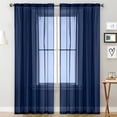 thumbnail image 1 of Surpdew Navy Semi Sheer Curtains 84 Inches Long Window Curtains for Living Room Bedroom Faux Silk Light Filtering Non- Privacy Airy Rod Pocket Voile Window Treatment Drapes 1 Panels, 1 of 6