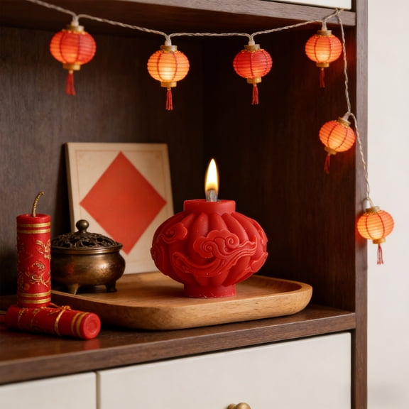 Surpdew News Year Lanterns Scented Candle Gift Ornament Red