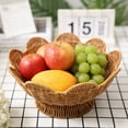 thumbnail image 1 of Surpdew Rattan Fruit Bowl, Wooden Fruit Bowl For Kitchen Counter- Large Decorative Bowl For Home Decor Entry Table-Ruffle Fluted Bowl-Scallopedl-Organic Modern Home Decor-Pedestal Footed Brown D, 1 of 6