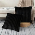 thumbnail image 1 of Surpdew Set Of 2 Faux Decorative Throw Pillow Covers Soft Black Fluffy Striped Pillowcase Cushion Covers Plush Velvet Soft Pillow Case 18 X 18 Inch Decor Sofa Couch Bedroom Black 18 X 18 Inch, 1 of 8