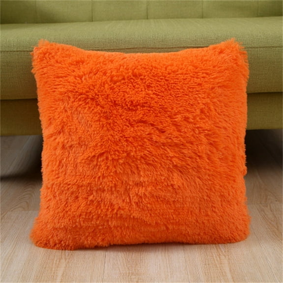 Surpdew Decorative Pillow Covers Short Cover Sofa Cushion Solid Color Home Cover Bedside Backrest Orange