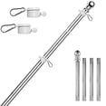 thumbnail image 1 of Surpdew Silver Flag Pole Kit For House, 5 Ft Thickened Stainless Steel Outside Wall Mount Flagpole For 3X5' Flag With 1" Free 360° Rotating Flag Pole Rings Hardware For Porch Residential Silver 5 Ft, 1 of 7