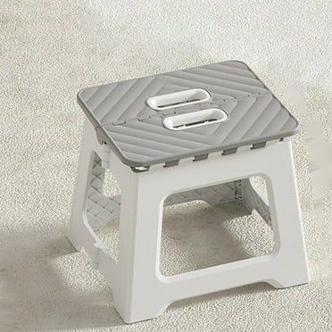 Surpdew Small Stool Foldable Chair Portable Assembly Installation Plastic Low Stool or Camping Home Gray Free Size