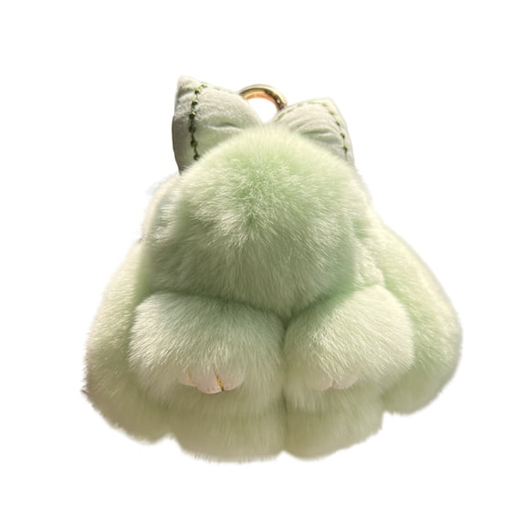 Surpdew Soft Fluffy Rabbit Keychain Cute Pbunny Key Rings Pbunny Key Rings Faux Fur Keyring Pompom Keychain Decoration Green