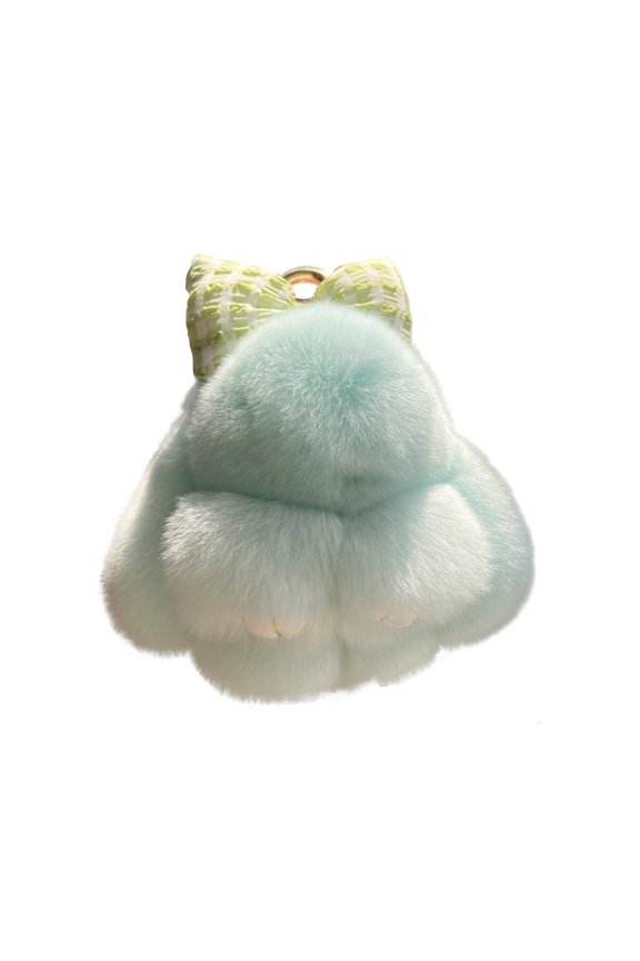 Soft Fluffy Rabbit Keychain Cute Pbunny Key Rings Pbunny Key Rings Faux Fur Keyring Pompom Keychain Decoration Mint Green