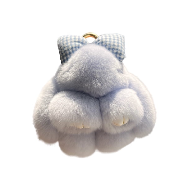 Surpdew Soft Fluffy Rabbit Keychain Cute Pbunny Key Rings Pbunny Key Rings Faux Fur Keyring Pompom Keychain Decoration Sky Blue