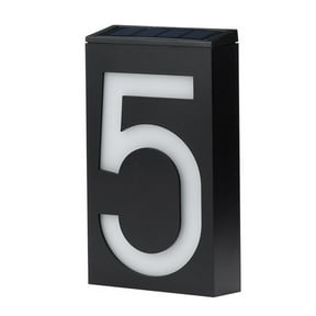 Surpdew Solar Lighted House Numbers For Outside, Light Up Waterproof Led Address Numbers Signs For Houses, Large Personalized Illuminated Exterior Modern House Numbers Light Numbers 5 7.3*4*1.5Inch