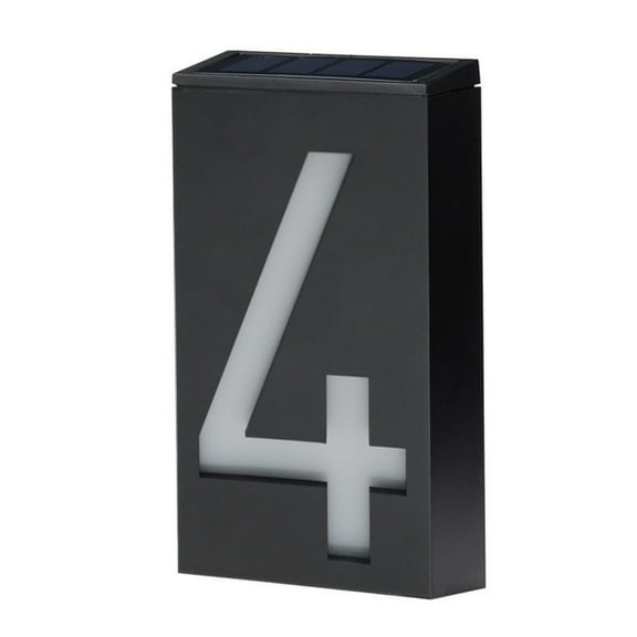 Surpdew Solar Lighted House Numbers For Outside, Light Up Waterproof Led Address Numbers Signs For Houses, Large Personalized Illuminated Exterior Modern House Numbers Light Numbers 4 7.3*4*1.5Inch