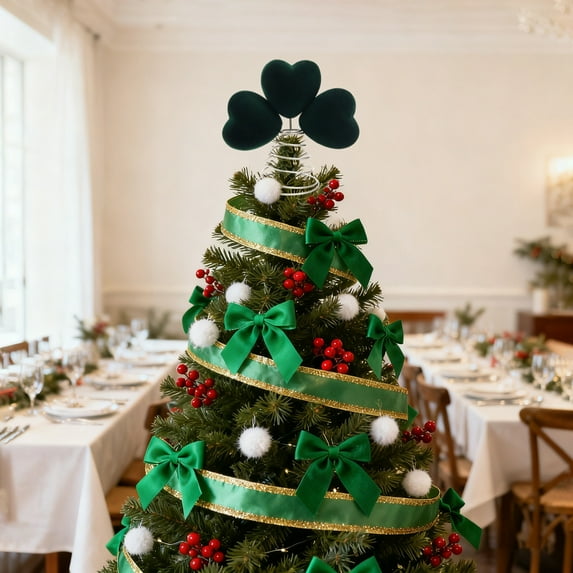 Surpdew St Patricks Day Decorations St. Patrick'S Day Trefoil Tree Topper Decoration Ornament Party Home Christmas Tree Decoration Green A