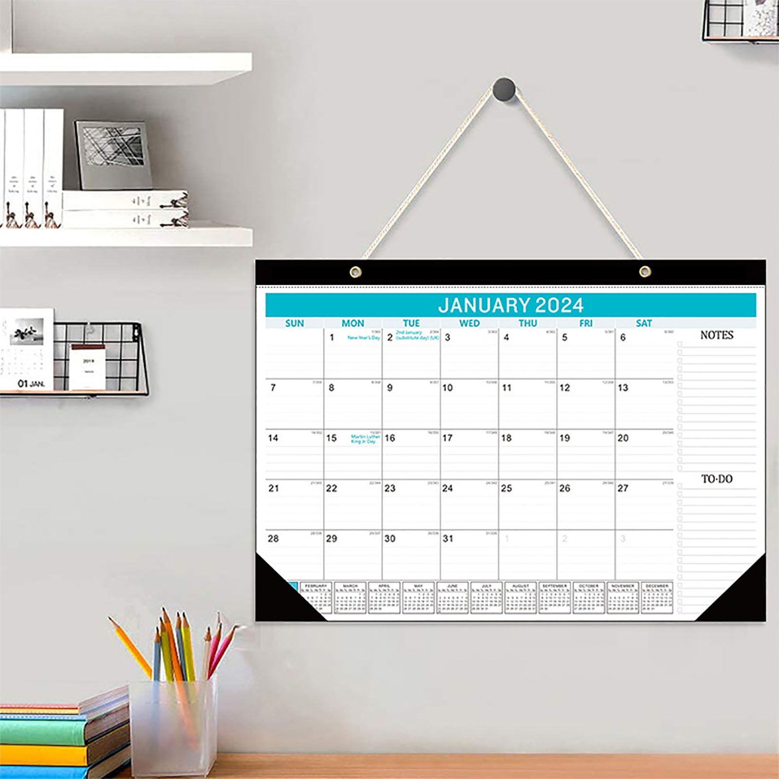 Surpdew Sturdy Double Wire Binding Large Daily Blocks Calendar 18 Month