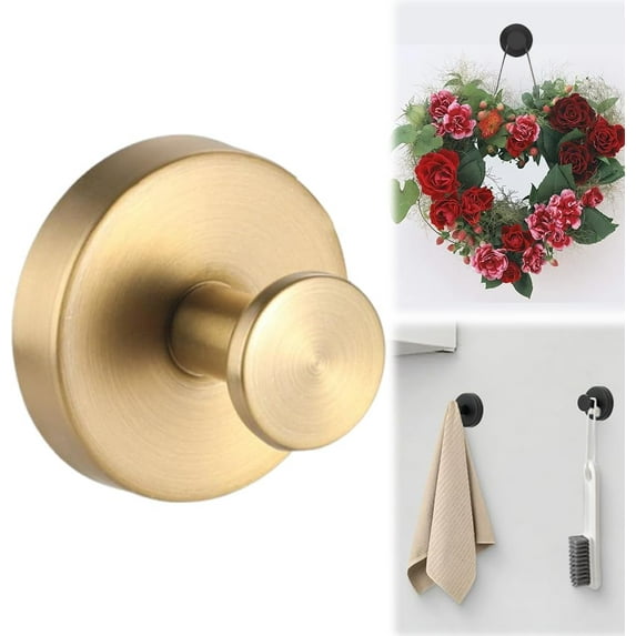 Surpdew Suction Cup Hooks For Wreaths On Glass, 2025 New Model No-Drill Suction Cup Hook, Suction Cup Hooks Wreath Hangers, Metal Hook For Showers, Bathrooms, Window Glass, Door, And Wall Gold 1Pc